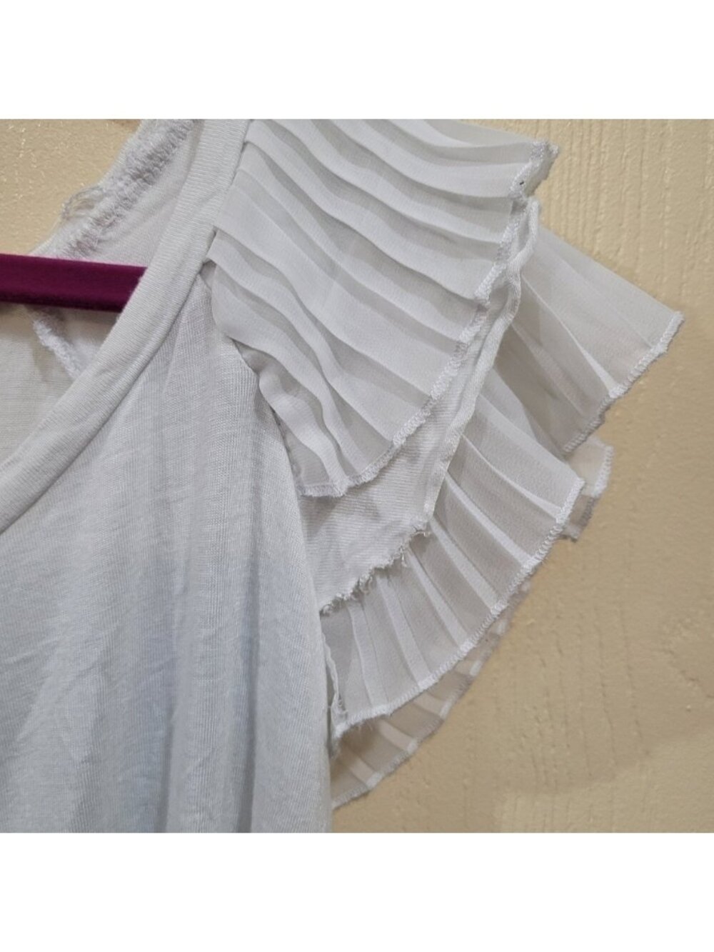 White flutter sleeve top - Picture 2 of 3